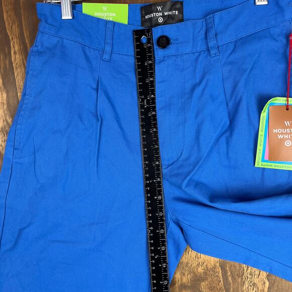 Houston White Mens Pants Blue Chinos Single Pleated Wide Leg 100% Cotton 30x30 - Picture 7 of 12